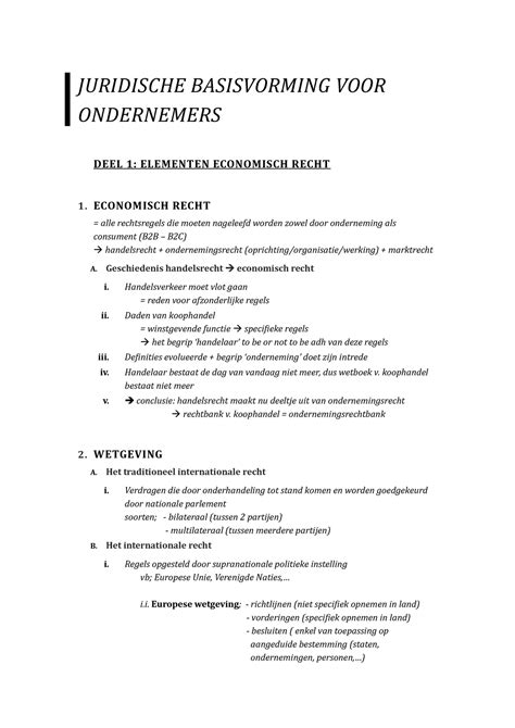 Samenvatting Voor Ondernemers Juridische Basisvorming Voor