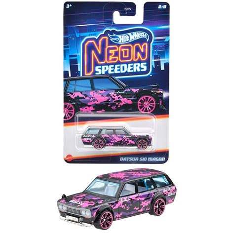 Машинка коллекционная Mattel Hot Wheels Неоновые спидеры ASST 2024 HLH72 DATSUN 510 WAGON