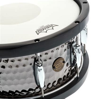 Snare Drum Gretsch Hammered Black Steel W Wood Hoops S Wh Bsh