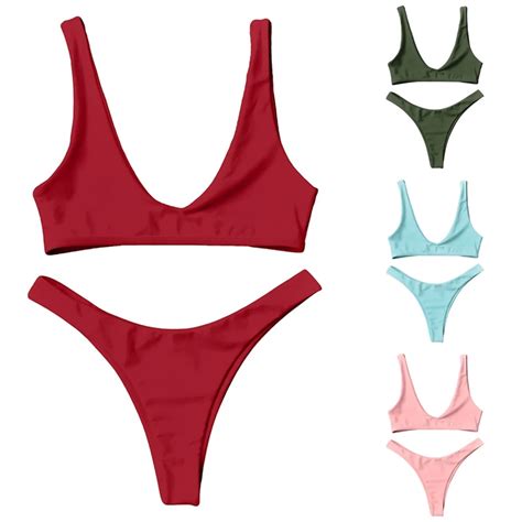 Tokitind Brand New Style Beach Swimsuit Women Sexy Bikini Sport Bikini Set Backless Solid