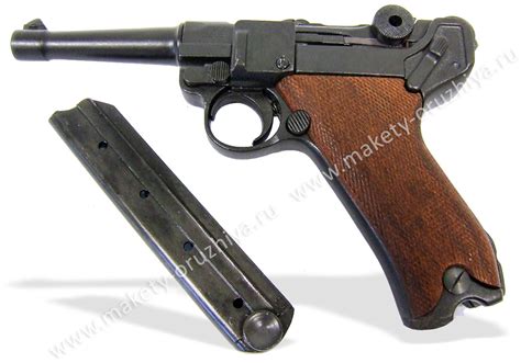 Пистолет Luger p08 luger, с деревянной накладкой на рукоять, посмотреть ...