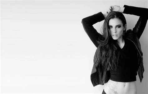 Wallpaper Girl Model Brunette Tattoo Black And White For Mobile And Desktop Section
