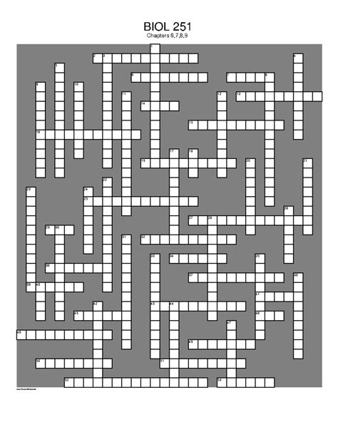 251 Crossword Puzzle CH 6 7 8 9 - CrosswordWeaver - BIOL - C hapters 6