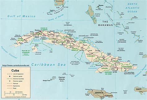 Larger map Cuba on World Map