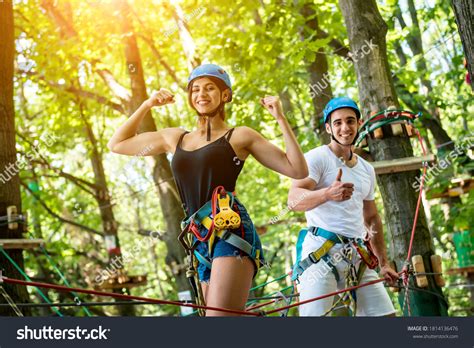 Young Couple Having Fun Time Adventure Stock Photo 1814136476