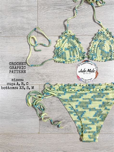 Crochet Bikini Set Pdf Pattern And Tutorial Triangle Top Pattern Knit Bikini Pattern Halter Bra