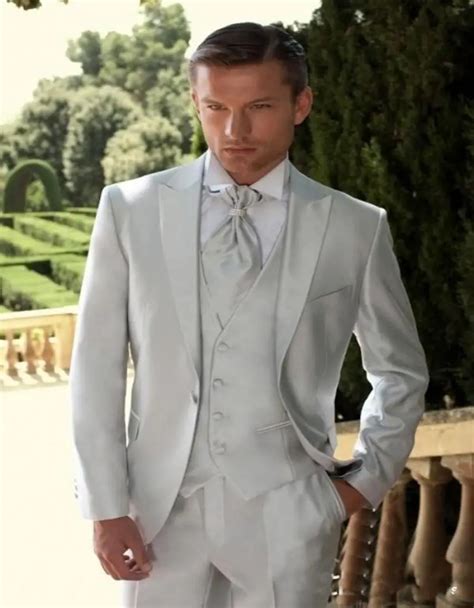 2017 Latest Coat Pant Designs Ivory Satin Formal Men Suit Wedding Groom