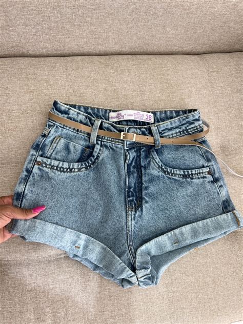 Short Mon Jeans Cinto Nude Hyorrana