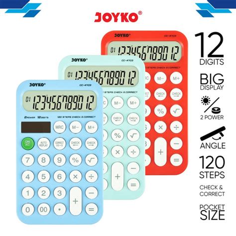 Jual Calculator Kalkulator Joyko CC 47CO 12 Digits Check Correct Blue