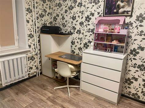 Стол компьютерный Лайт, 1420х356х1282, Белый/Дуб золотой (6981211 ...