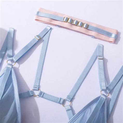 Women Garter Belt Pieces Lace Teddy Babydoll Transparent Bra Thongs Sexy Lingerie Underwear