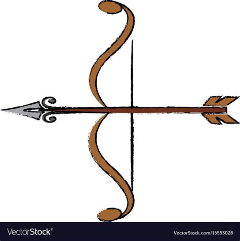 Bow And Arrow Vintage Ancient Weapon Object Vector Image