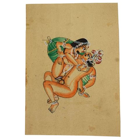 Indian Miniature Art Watercolor Old Paper Nude Painting Mughal Emperor
