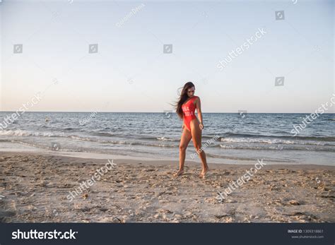 Lovely Sexy Brunette Girl Swimsuit Posing Stock Photo 1309318861 Shutterstock