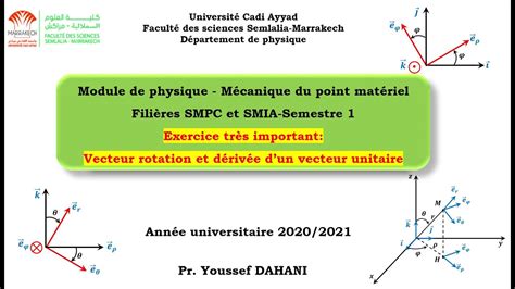 Très important en mécanique du point Dérivée d un vecteur unitaire