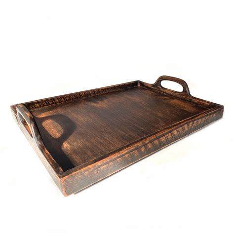 Large Rustic Wooden Tray Serving Tray Wooden Ottoman Tray Coffee