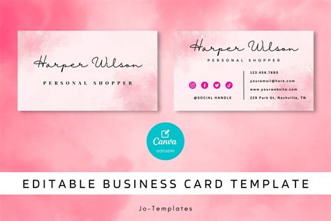 Feminine Business Card Canva Template Gráfico Por Jo Templates · Creative Fabrica