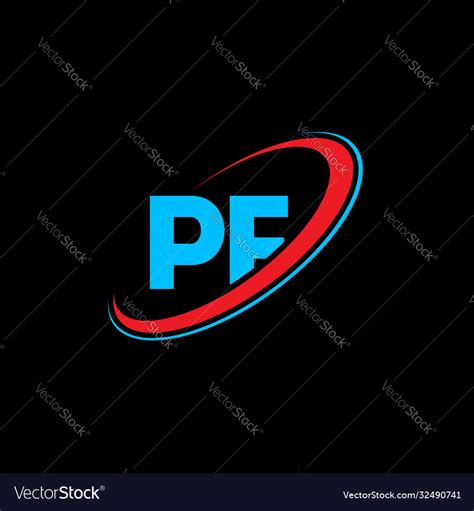 Pf P F Letter Logo Design Initial Royalty Free Vector Image