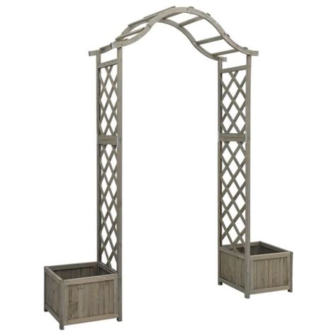 vidaXL Pergola med odlingslåda grå massivt granträ | CDON