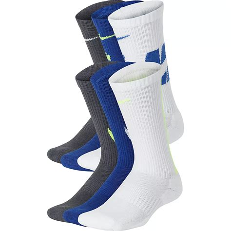 Nike Youth Everyday Dri Fit Cushioned Crew Socks 6 Pack Academy