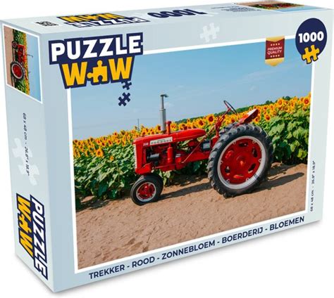 Puzzel Trekker Rood Zonnebloem Boerderij Bloemen Legpuzzel