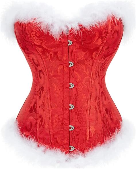 FeMereina Women Christmas Corset Top Mrs Santa Claus Costume Sexy Corsets Bustiers Lingerie