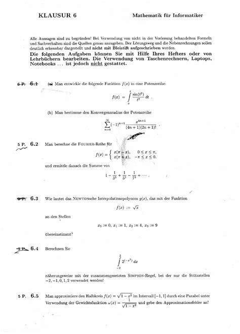 Mathe 1 Klausur SS14 Mathematik für Elektrotechnik und Informatik 1