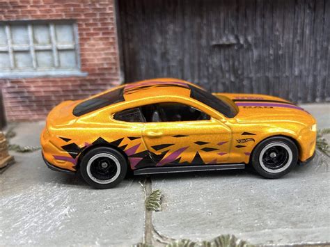 Custom Hot Wheels Mustang GT In Orange With Black And Chrome Spoke Wheels With Rubber