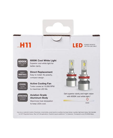 Sylvania H11 Led Powersport Headlight Bulbs For Off Road Use Or Fog