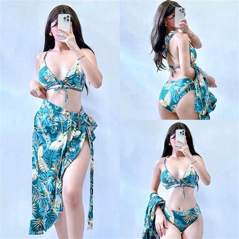 Pp Summer Beach Sexy Split Skirt Three Piece Bikini Swimsuit Swimwear Shopee Philippines