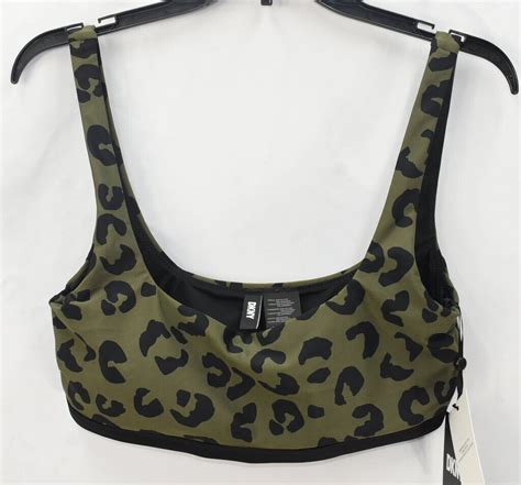 Dkny Leopard Print Bikini Top Women S Size X Large Swimsuit Moss Green Nwt Ebay