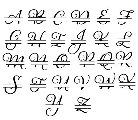 Split Monogram Svg Png Pdf Monogram Letters Svg Fancy Script Frames