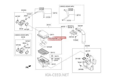 воздушный фильтр - KIA CEED 2 (JD) каталог оригинальных запчастей