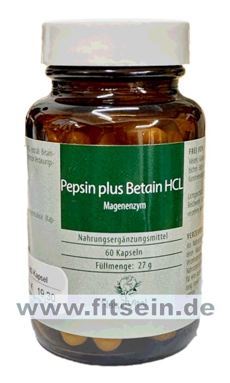 Pepsin + Betain HCL - 60 Kapseln - FitSein - Gesundheitsprodukte