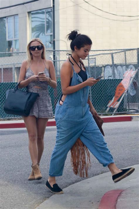 Selena Gomez In Bikini Top And Overalls Venice June Celebsla