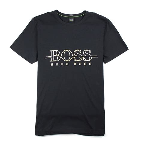 Hugo Boss Metallic Logo T Shirt Black Gold ONU