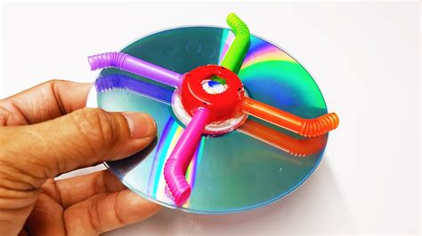 How To Make A Spinning Top That Rotates By Blowing With Cd Youtube