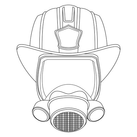 Firefighter Coloring page. Mask and Helmet. Head of a firefighter ...