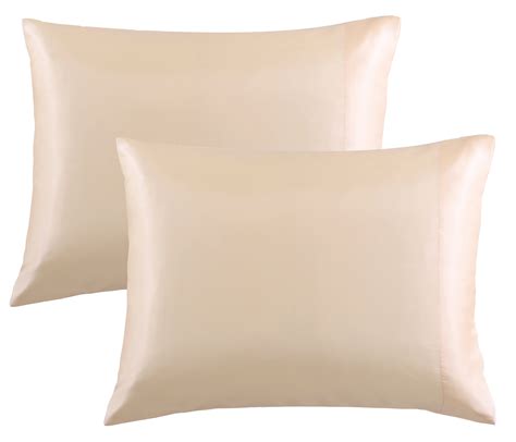 Casa Platino King Size Satin Pillowcase Set Of 2 Beige Silk Pillow Cases For Hair And Skin