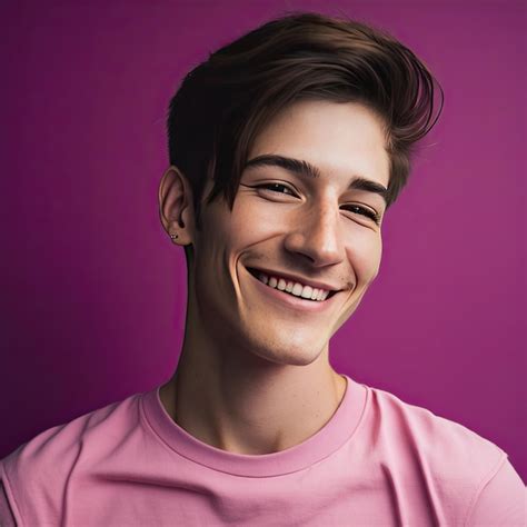 Retrato De Un Hombre Gay Divertido Europeo Alegre Y Sonriente Que Mira Hacia Otro Lado Aislado