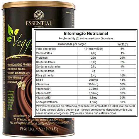 Kit 2x Veggie Protein Cacao 455g Cada Essential Nutrition Vita