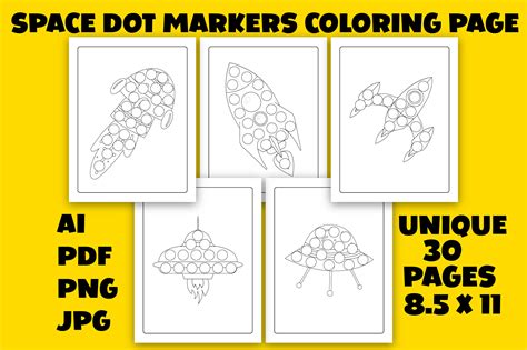 Space Dot Markers Coloring Page For Kids Graphic By Bright Art