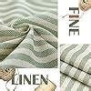 TOPICK Green Striped Small Curtains 36 Inch Drop Linen Kitchen Curtains