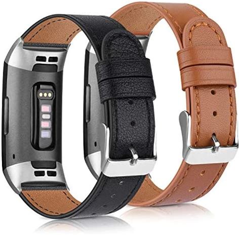 Tobfit Leather Band Compatible With Fitbit Charge 3 Bands Fitbit