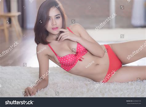 Sexy Beautiful Asian Woman Red Lingerie Stock Photo Edit Now 623960135