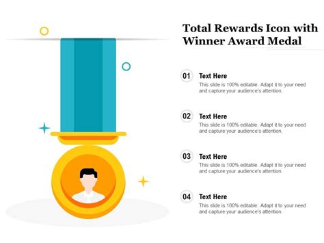 Total Rewards Icon With Winner Award Medal Powerpoint Slides Diagrams