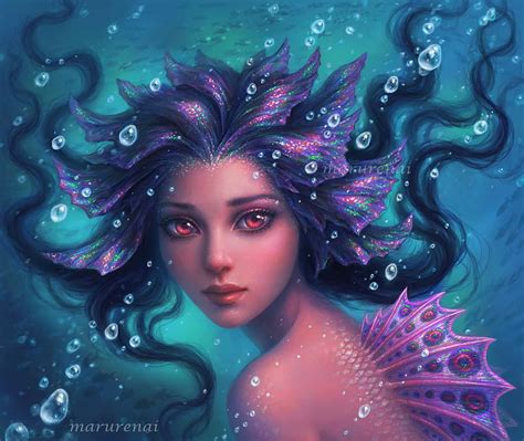 Mermaid Siren Pink Blue Frumusete Luminos Marurenai Fantasy Vara Water Hd Wallpaper