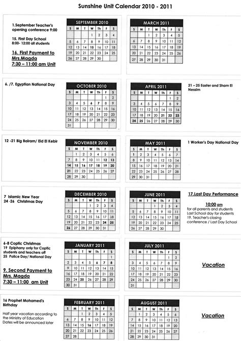 sunshine news sunshine unit calendar school year