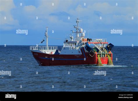 Danish Trawler Ocean Laura Operating On The North Sea Hi Res Stock