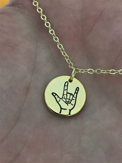 I Love You Asl Sign Gold Charm Necklace For Besties And Etsy